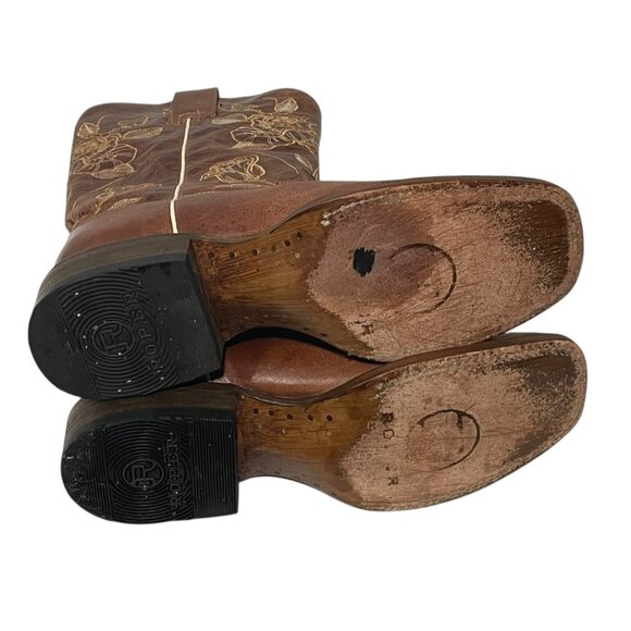 Roper Womens Desert Rose Cowboy Boots Brown Leather Square Toe Sz 6 Western - Picture 12 of 15